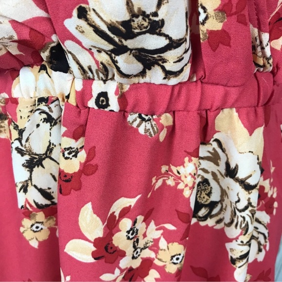 FLORAL WRAP GEORGETTE BABYDOLL BLOUSE CORAL Size 00 - Picture 9 of 15